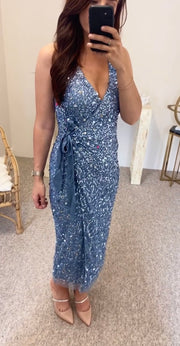 Blue sequin dress