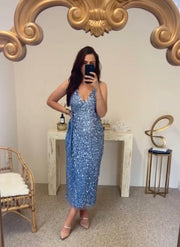 Blue sequin dress